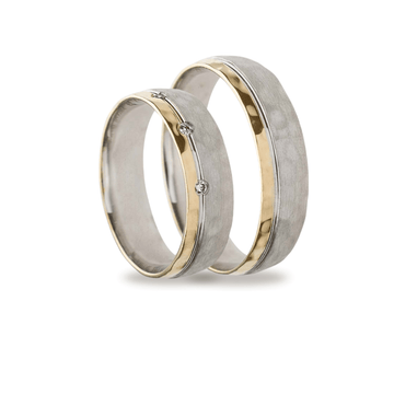 Βέρες Σετ Χρυσές - Λευκόχρυσες Σφυρίλατες με Ζιργκόν MASCHIO FEMMINA TMF-01 - themelidisjewels